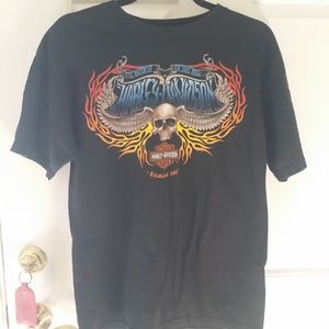 HARLEY DAVIDSON Men's MED T Shirt AKRON OHIO Black